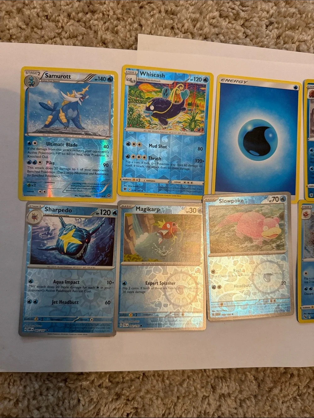 10 Water Pokemon Trading Cards - vintage, holo, reverse, rare